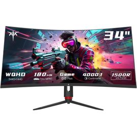 CLICKSELL-Ecran 34 Pouces Incurvé, Uwqhd (3440 X 1440) 180Hz Ecran Pc Gamer, G-Sync, Freesync, 21:9 Va Panel 1500R, 1Ms Mprt, Hdr10, Rapport De Contraste 4000:1, 2Xdp 1.4 (180Hz), 2Xhdmi 2.0(100Hz),