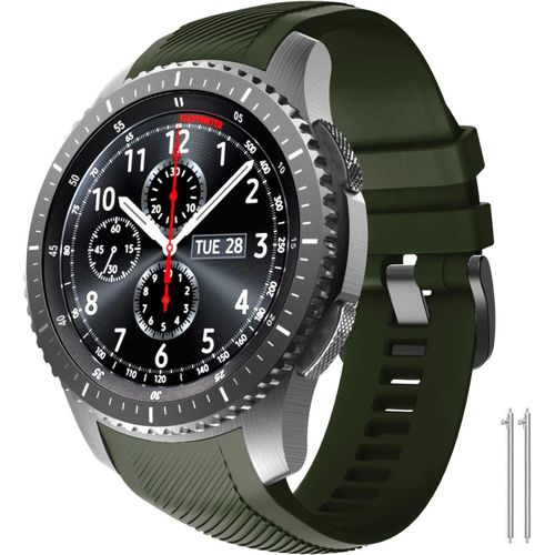 Clicksell-Bracelet Gear S3 Frontier/Classic/Galaxy Watch 46 Mm Pas De Lacunes, 22mm Bracelet De Remplacement En Silicone Pour Samsung Gear S3 Frontier/Galaxy Watch 46 Mm(Armée Verte)