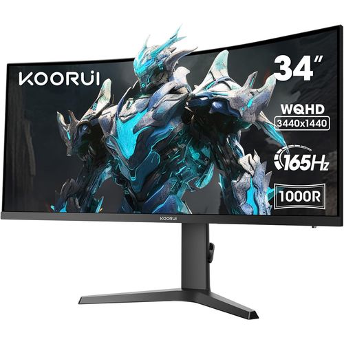 CLICKSELL-Gaming Monitor 34 Pouces Incurvé, 1440P 165Hz 1Ms Wqhd, Freesync Compatible Avec G-Sync, Hdmi 2.0 Display Port, 1000R Hdr 400, Réglable En Hauteur, Vesa Mountable, Eye Care, Noir