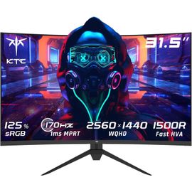CLICKSELL-32'' Ecran Pc Gamer Incurvé, 170Hz 1Ms Moniteur Gaming, Wqhd 2K 2560 X 1440P, Va 1500R Sans Cadre, Hdr10, Amd Freesync & G-Sync, Écran De Réduction De La Lumière Bleue, Vesa, Dp, Hdmi, H32S