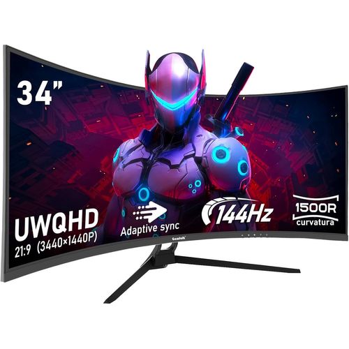 CLICKSELL-Moniteur Ultra-Large De 34 Pouces 1500R Incurvé 144 Hz Moniteur Pour Ordinateur De Jeu, 21:9 Uwqhd (3440X1440),Adaptive Sync,Hdr,Angle De Vision 178°,Hdmi¿Display Port,Vesa75×75Mm - Noir