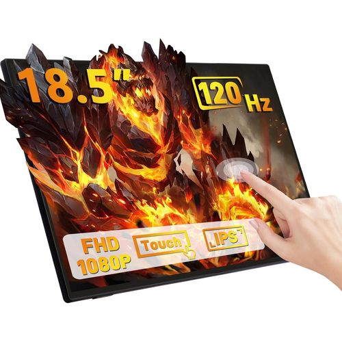 CLICKSELL-18.5 Inch Portable Monitor 1920X1080 Ips Touchscreen 120Hz Fhd 1080P Touch Display With Hdmi Usb-C, Built-In Speakers, Kickstand Vesa For Xbox Ps4/5 Laptop Mac Pc