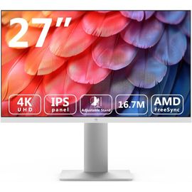 CLICKSELL-Z-Edge Ecran Pc Blanc 27'' Ips 4K Uhd (3840X2160), Freesync, 75 Hz, Moniteur Bureau White 16:9, 2×Hdmi2.0 & 2×Dp1.4, 5Ms, Hauteur Réglable/Vertical/Horizontal/Rotatif, Vesa (Dp Câble Inclus