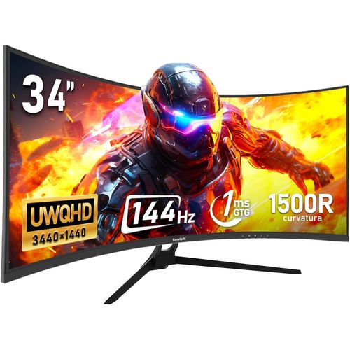 CLICKSELL-Écran D'Ordinateur De Jeu Ultra Large Incurvé 144 Hz De 34 Pouces, Écran Pc 1500R, 21:9 Uwqhd (3440 X 1440), Synchronisation Adaptative, Angle De Vision De 178°, Port D'Affichage, Hdmi 2.0,