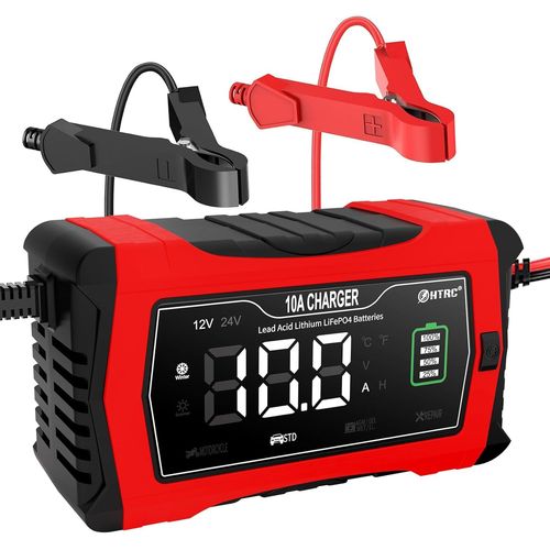 CLICKSELL-10A Chargeur De Batterie Voiture 12V/24V, Chargeur Batterie Mainteneur Et Automatique Réparation Fonction Pour Bateaux Suv/Batteries Au Lithium Lifepo4 Plomb-Acide (Agm, Gel, Mf, Efb, Sla E