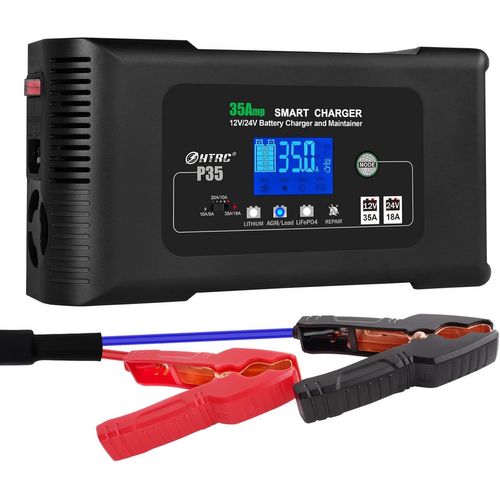 CLICKSELL-Chargeur De Batterie Voiture 12V 24V 35A, Chargeur Batterie Auto Et Moto Rapide Intelligent, Chargeur Et Mainteneur Pour Batterie Lithium Lifepo4 Plomb-Acide (Agm, Gel, Efb, Vrla, Etc.)