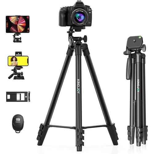 CLICKSELL-Trépied Pour Appareil Photo De 60" - Léger - Avec Déclencheur À Distance - Rotation À 360° - Avec Support Pour Téléphone Portable Et Tablette - Pour Appareil Photo D'Action Canon Nikon