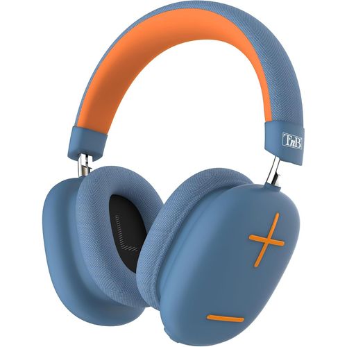 CLICKSELL-T`Nb Casque Sans Fil Circum-Aural, Confortable Et Englobant, Avec Connexion Bluetooth, Son Stéréo Avec Micro Intégré, Autonomie Jusqu`À 50 Heures \U2013 Bleu Et Orange
