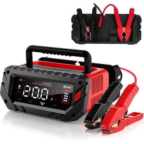 Clicksell-Chargeur De Batterie Voiture 12v/20a ¿ 24v/10a, Chargeur Voiture, Chargeur Batterie Lithium, Chargeur De Batterie Intelligent Pour Batteries Au Lifepo4 Et Plomb-Acide(Agm, Gel, Mf, Efb, Sla
