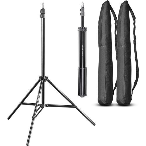 CLICKSELL-Wt-803 Lot De 2 Trépieds De Lampe 208 Cm ¿ Trépied Léger En Aluminium, Hauteur Max. 208 Cm, Charge Maximale 3,5 Kg, Pour Studio Photo, Flash, Vidéo, Boîte À Lumière, Anneau Lumineux, Avec