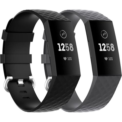 Shiba-Bracelet De Remplacement, Bracelet De Rechange Réglable En Silicone Compatible Avec Fitbit Charge 3/Fitbit Charge 4, Bandes [2
