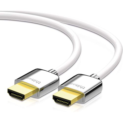 SHIBA-thinwire Premium Câble HDMI High Speed avec Ethernet (UHD, 4 K 2160p, 3D, Full HD, 1080p, HEAC, Arc) Blanc 3 m[912]