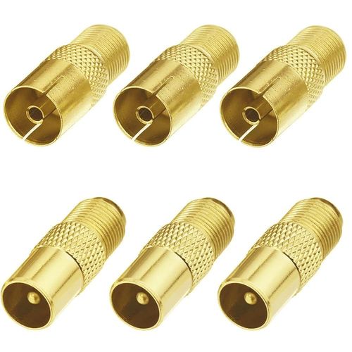 SHIBA-6 Pièces Coupleur Coaxial D'antenne TV de Type F, Prise de Connecteur à vis de Type F vers Adaptateur D'antenne Coaxiale RF [2