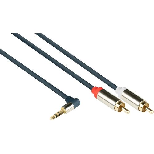 SHIBA-Câble de Connexion Audio Prise Jack 3,5 mm vers fiche RCA 2X (RCA) - coudé d'un côté 2 m Bleu foncé[450]