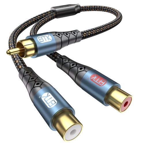 SHIBA-RCA adaptateur, 30cm Canal stéréo 1 mâle 2 femelle cable répartiteur coaxial câble d'extension RCA (R&L) audio adaptateur ve[7