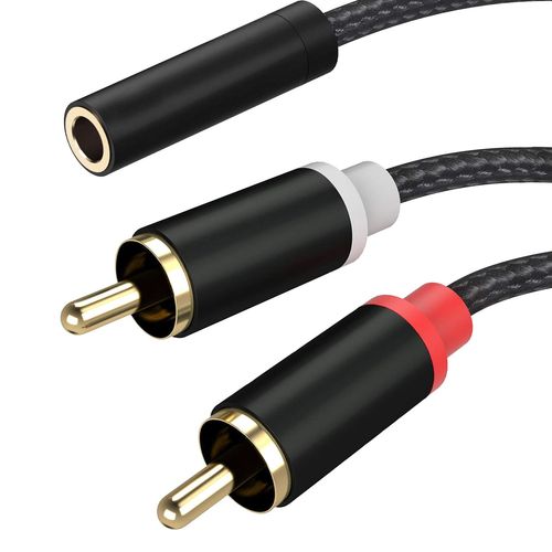 SHIBA-2x RCA Mâles vers 3.5 mm Femelle Câble RCA Mini-Jack 3,5mm vers 2 RCA Adaptateur Cinch Câble Compatible avec Téléphone Table[2