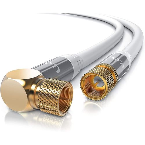 SHIBA-CSL - 2m Câble d'antenne Satellite coaxial TV mâle à mâle, Connecteur F vers F coudé 90°, Plaqués Or, 135 DB 75 Ohm - 4K UHD[5