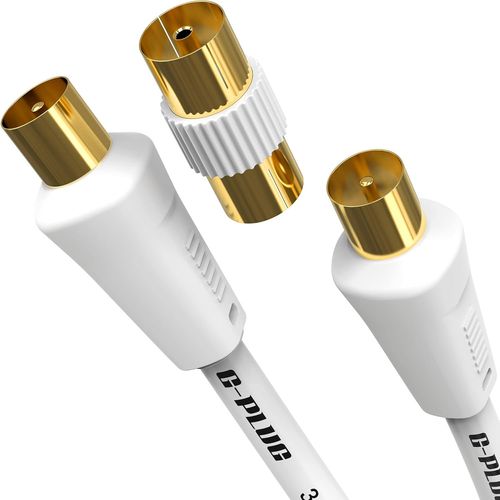 SHIBA-Câble d¿Antenne TV 1m ¿ Câble Coaxial Mâle-Mâle avec Connecteurs RF Plaqués Or ¿ Transmission HD Ultra-Claire ¿ Compatible S[5