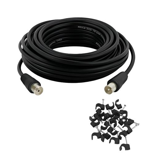 SHIBA-Câble Coaxial TV 3M Connecteur Mâle vers Femelle 3 m Câble RF mince 3C2V - 3.0 Mètres[799]