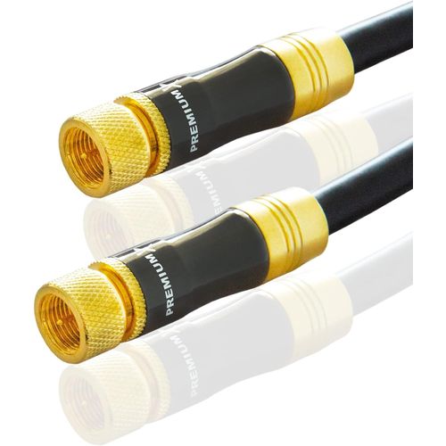 SHIBA-Gold-Line 3m Câble d'Antenne SAT 135dB - Câble Coaxial en Cuivre Haute Performance, Connecteur F Noir, F-Steckers Plaqués Or[3