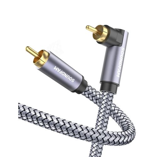 SHIBA-Câble pour Subwoofer 90 Degrés RCA vers RCA - 8m pour Haut-parleur-Gris[359]