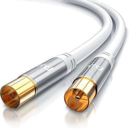 SHIBA-CSL- 1,5m Câble d'antenne coaxial HDTV, câble antenne TV mâle Femelle, fiches antenne IEC coaxiales, Full HD 4K UHD, Blindag[1