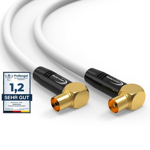 SHIBA-Câble d'antenne 3m Blanc - 90° coudé Coaxial | Mâle à Femelle - Câble Coaxial HDTV Premium pour Télévision par Câble | Câble[1