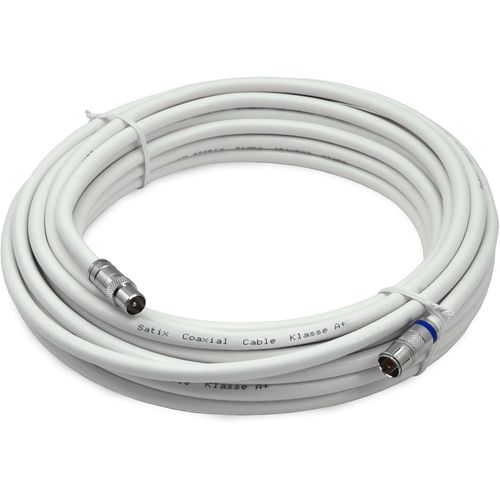 SHIBA-SKK01003 Câble coaxial avec Fiche F rapide et fiche IEC-M coaxiale pour tv ou modem F/IEC 10 m Blanc[380]