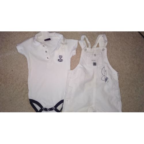 Ensemble Bébé Garçon Salopette + Body "Sergent Major" Taille 3 Mois Idée Cadeau