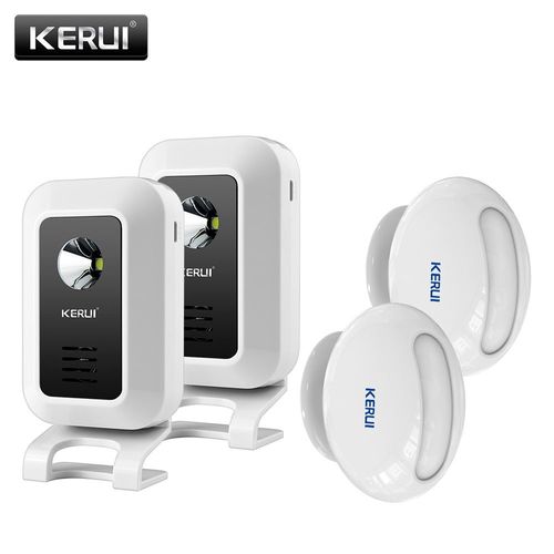 KERUI M7 bienvenue capteur de mouvement alarme de sécurité 32 chansons carillon sans fil maison intelligente LED veilleuse porte fenêtre magasin - Type 2host 2detector