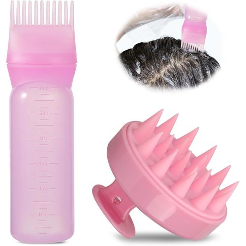 Shiba-Lot De 2 Hair Dye Brush Bottle,Silicone Hair Comb,Flacons De Teinture Pour Cheveux,Peigne De Massage Du Cuir Chevelu,Applica[2 