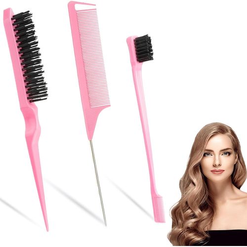 Shiba-Lot De 3 Peignes De Coiffure, Brosse À Cheveux Double Face, Brosse À Cheveux Queue De Rat, Brosse À Cheveux En Plastique, Br[1
