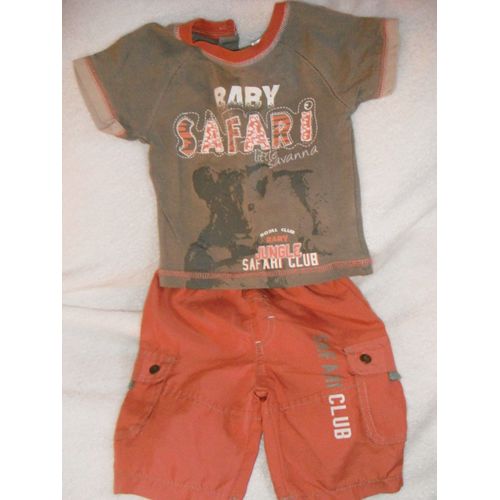 Ensemble Garçon Bermuda &#43 Tshirt &#34 Motif Safari Taille 6 Mois Idée Cadeau