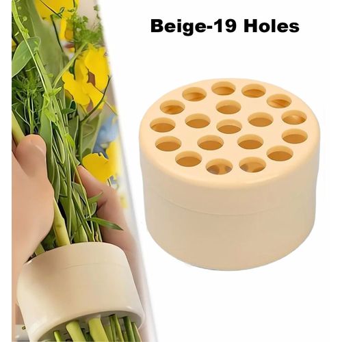 Porte-tige en spirale Ikebana pour fleurs,porte-tiges en spirale pour vases,accessoire d'art floral bricolage,cadeaux de fleurs Shaper,bouquet Twister - Type 19 Holes-Beige
