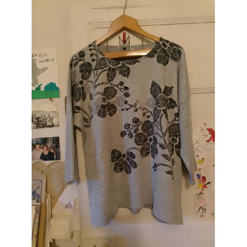 Pull 3/4 Gris Motifs Gris Foncés 44 Xxl .