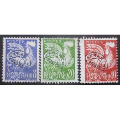 France Préoblitéré N°119 Au 121 Coq Gaulois Sans Gomme