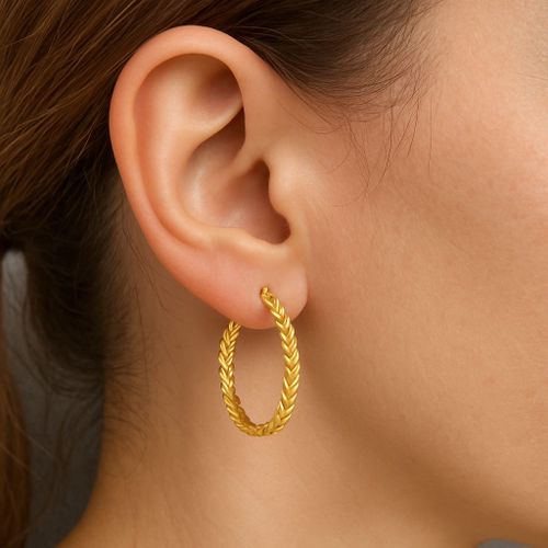 Créoles Dorées Torsadées En Acier Inoxydable Bijou Hypoallergénique, Cadeau Femme