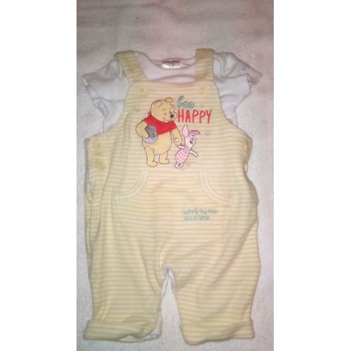Ensemble Garçon Salopette &#43 Body &#34disney&#34 Winnie L&#39ourson Taille 0/2 Mois Idée Cadeau