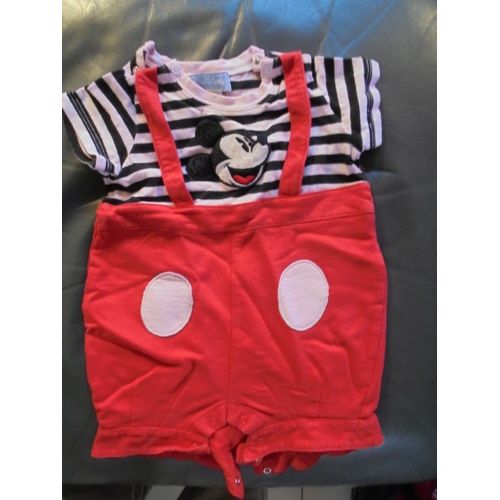 Barboteuse , Bloomer , Salopette Courte - Mickey Walt Disney Taille 3 Mois