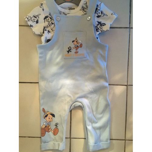 Ensemble Salopette Bébé Salopette &#43 Body Assorti Disney Pinocchio Taille 3/6 Mois