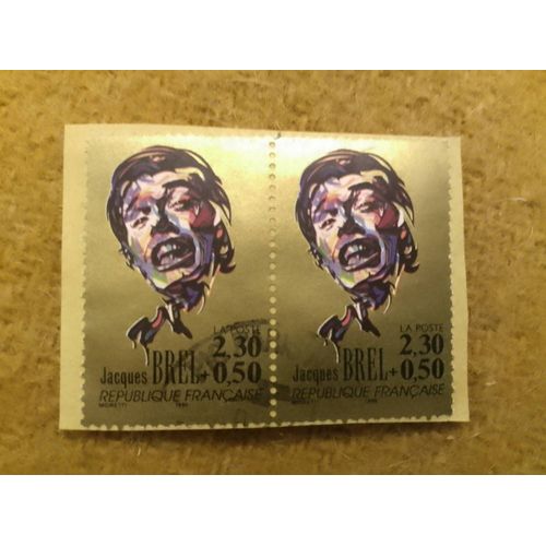 Lot De 2 Timbres Oblitérés République Française 2,30 Jacques Brel.