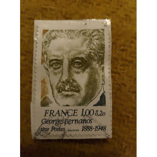 Timbre Oblitéré France 1,00 Georges Bernanos Gris.