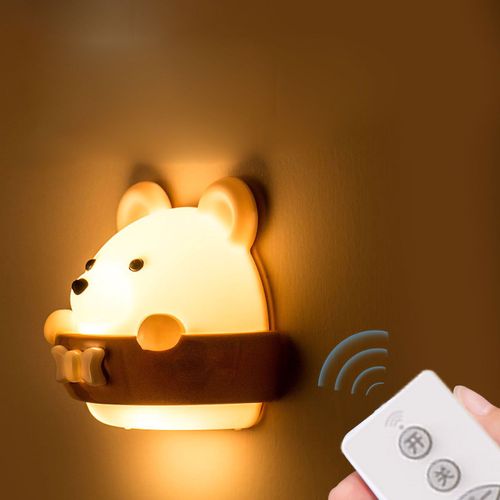 Connor Veilleuse Rechargeable Avec Telecommande, Haute Transparence, Protection Des Yeux, Lampe Murale En Forme D'ours Pour Enfants, Telecommande De Charge (Version Anglaise)