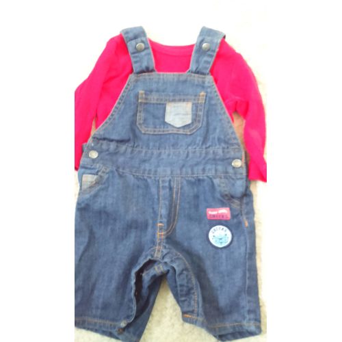Ensemble Bébé Garçon Salopette En Jean &#34creeks&#34 &#43 Haut &#34h&ampm&#34 Taille 3 Mois Idée Cadeau