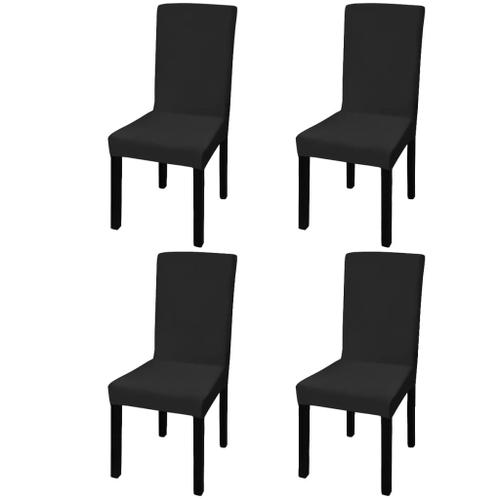 Vidaxl Housse De Chaise Droite Extensible 4 Pcs Noir