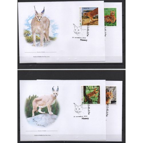 Niger Enveloppes Animaux : Le Caracal 2012 , 4 Fdc