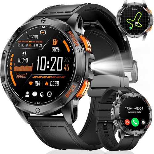 Kgabery-Montre Connectée Pour Hommes Avec Gps Intégré,Lampe De Poche,10atm Étanche,600mah 30 Jours Grande Batterie Fitness Smartwatch 110+ Modes Sportifs 24/7 Surveillance De La Santé Pour Ios Androi