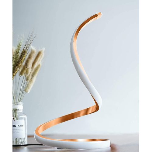 Lampe De Table Led Spirale Moderne - Commande Tactile À Intensité Variable, Finition Argentée, Lampe De Chevet À Économie D'énergie 9 W