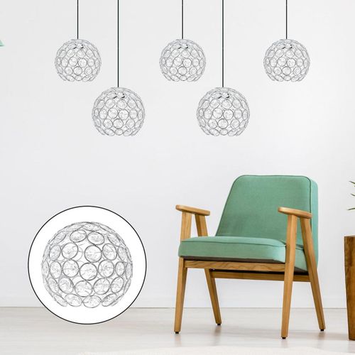 Abat-Jour Argenté Élégant Pour Lampes De Table - Design Moderne En Fer Et Cristal, Éclairage Agréable Pour Les Yeux, Installation Facile