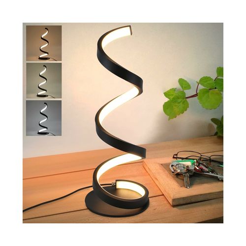 Lampe De Table Led Noire Moderne À Intensité Variable - Lampe De Chevet Élégante 10 W Avec Design En Spirale Et Éclairage Blanc Chaud 3000 K